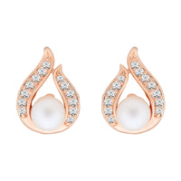 Etnico Rose Gold Plated Special Fashion Cubic Zirconia American Diamoand Stud Earrings For Women