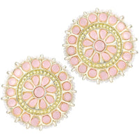 Etnico Gold Plated Traditional Kundan & Pearl Studded Earrings For Women/Girls (E7210Pi)