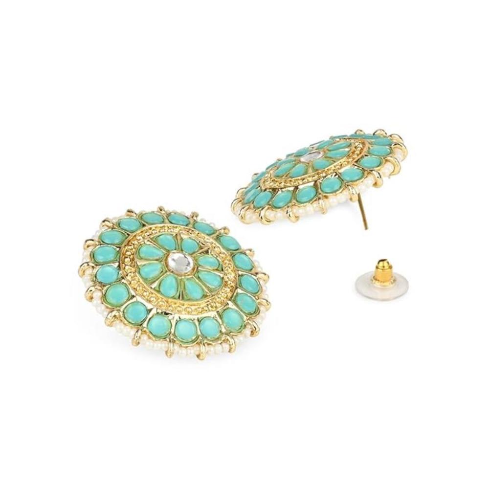 Etnico Gold Plated Traditional Kundan & Pearl Studded Earrings For Women/Girls (E7210SB)
