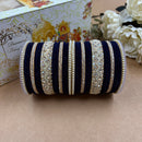 Wedding Chuda Gold Plated Austrian Stone And Pearl Velvet Bangles Set