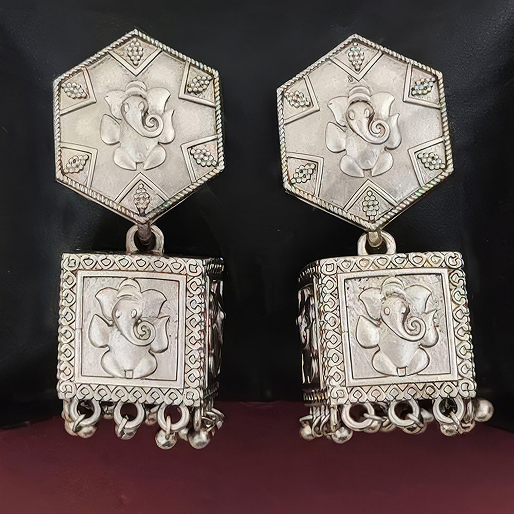 Js Fashion Heritage Oxidised Plated Pearl Jhumki Earrings
