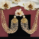 Js Fashion Glamorous Austrian Stone And Pearl Earrings With Kaan Chain
