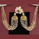Js Fashion  Laxmi Design Fancy Style Beautiful Temple Clustered Pearl Temple Kaan Chain Earring