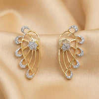 Js Fashion  Full Stone Designer Wear High Gold Polish Ad Tops Studs Earrings
