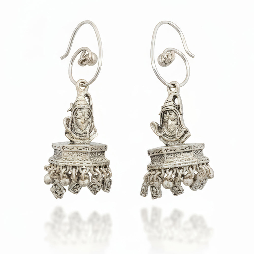 Js Fashion Heritage Oxidised Plated Pearl Jhumki Earrings