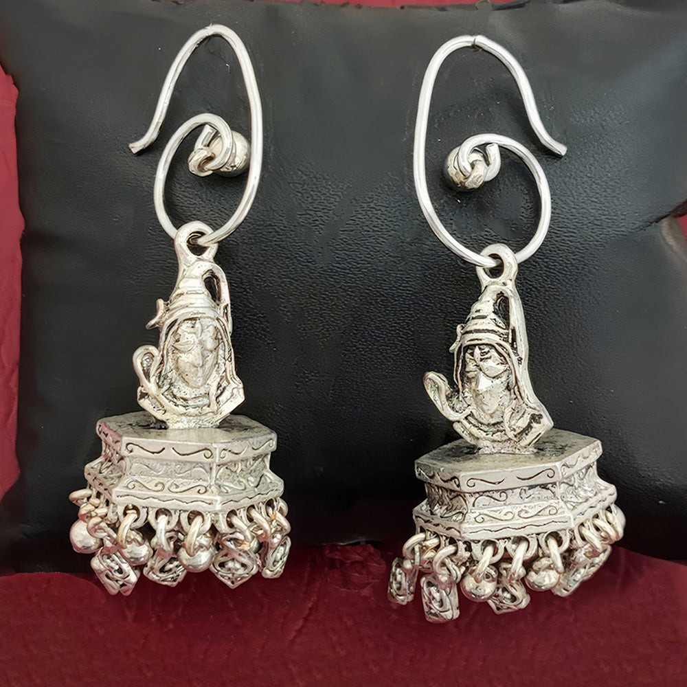 Js Fashion Heritage Oxidised Plated Pearl Jhumki Earrings