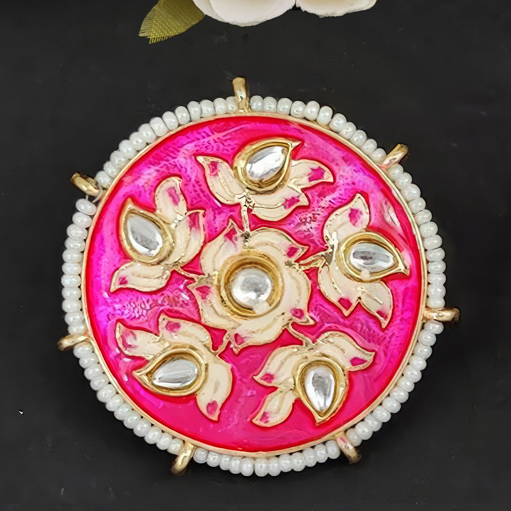 Js Fashion Classic Kundan And Meenakari Stone Studs Earrings