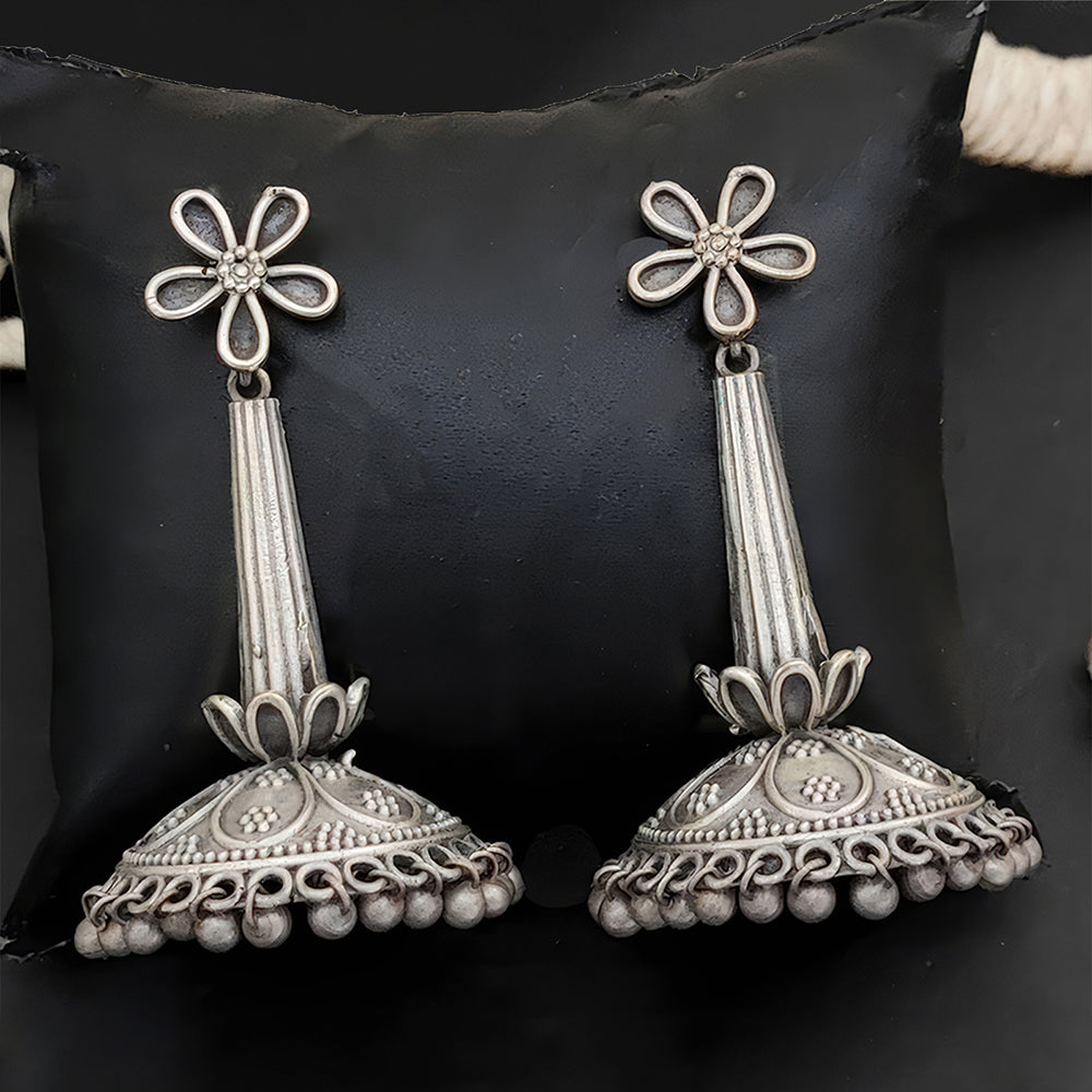 Js Fashion Heritage Oxidised Plated Pearl Jhumki Earrings