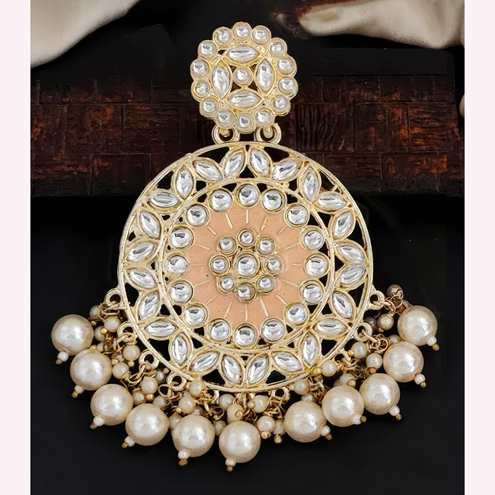 Js Fashion Designer Kundan And Pearl Meenakari Dangler Earrings