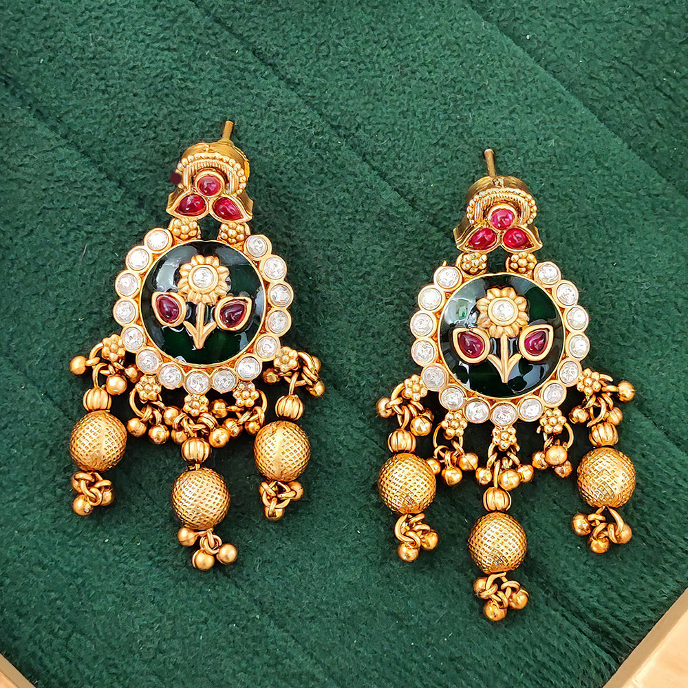 Js Fashion  Rajwadi Floral Motif Designer Earrings