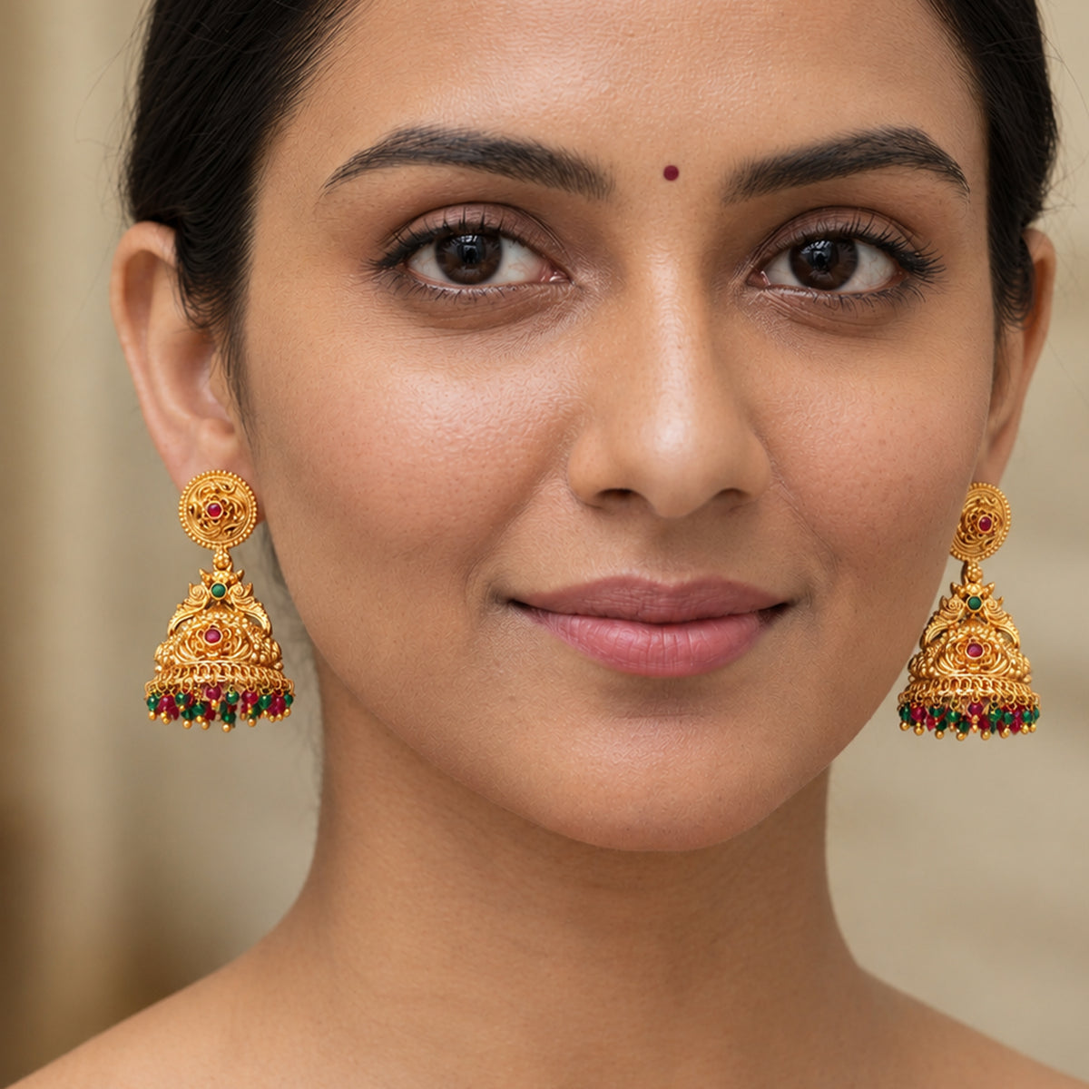 Js Fashion  Antique Jewellery High Gold Polish Jhumka Earrings