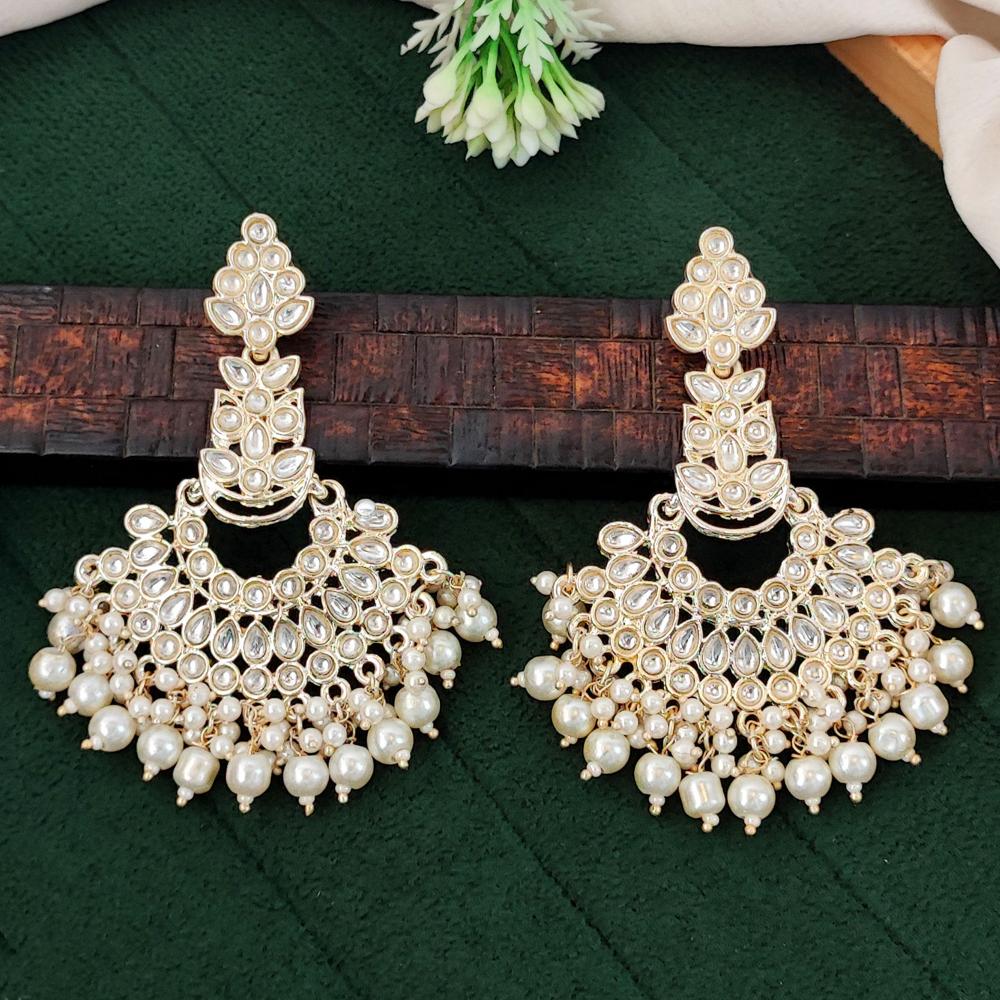 Js Fashion  High Gold Kundan Pearl Chandbali Earrings for Women