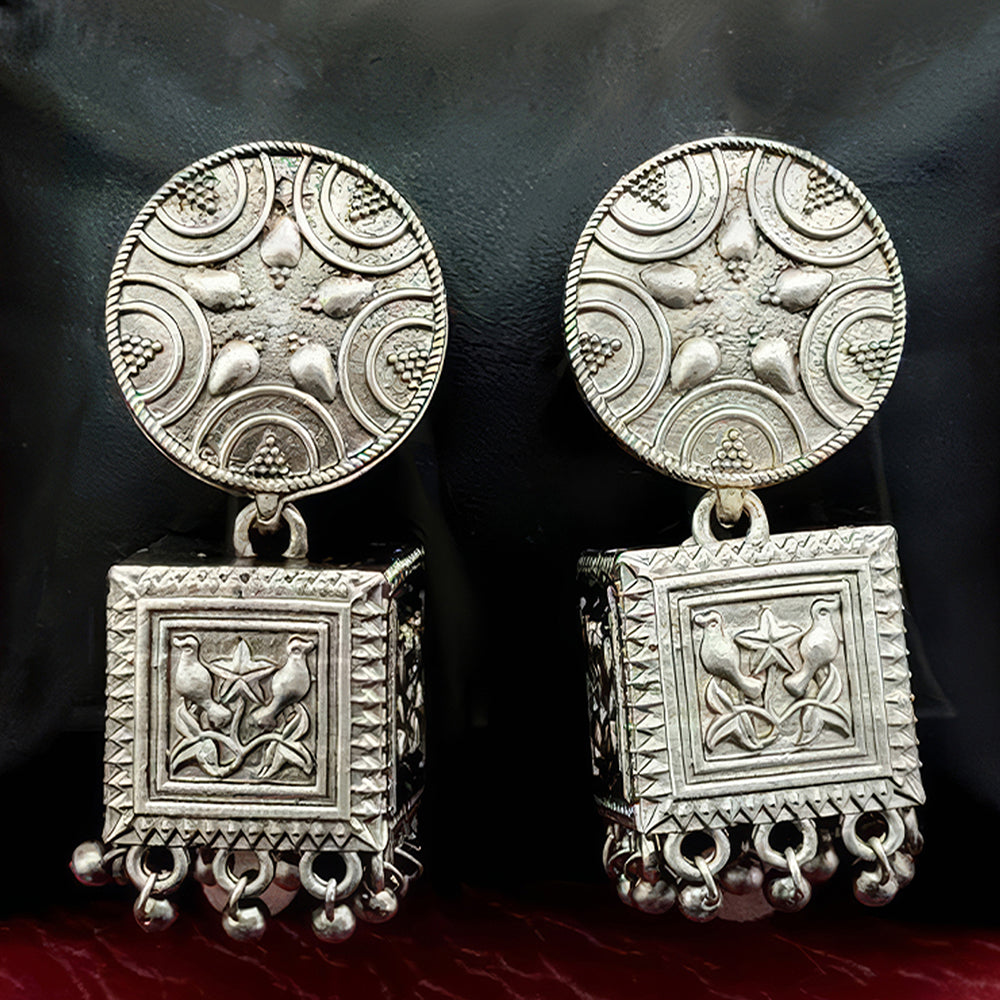 Js Fashion Heritage Oxidised Plated Pearl Jhumki Earrings