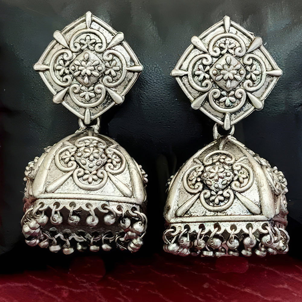 Js Fashion Heritage Oxidised Plated Pearl Jhumki Earrings