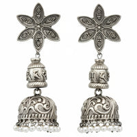 Js Fashion Heritage Oxidised Plated Pearl Jhumki Earrings