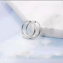 Mahi Rhodium Plated Plain Round Hoop Bali Earrings for Men (ER1109837RMen14mm)