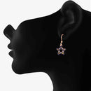 Mahi Rose Gold Plated Navy Blue & Yellow Meenakari Work and Crystals Star Earrings for Women (ER1109847ZNBlu)