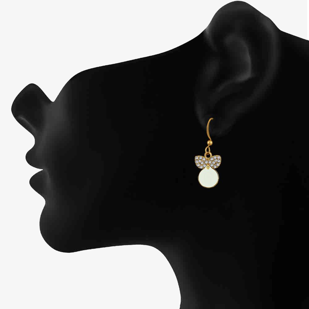 Mahi Gold Plated White Meenakari Work and Crystals Cute Earrings for Women (ER1109850GWhi)