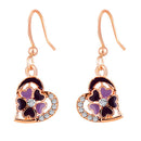 Mahi Rose Gold Plated Purple Meenakari Work and Crystals Floral Heart Earrings for Women (ER1109854ZPur)