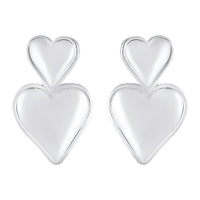 Mahi Rhodium Plated Dual Heart Drop Earrings for Women (ER1109862R)