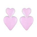 Mahi Rhodium Plated Pink Meenakari Work Dual Heart Drop Earrings for Women (ER1109863RPin)