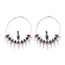 Mahi Meenakari Enamel Peacock-Shaped Big Bali Earrings with Artificial Beads for Women (ER1109867R)