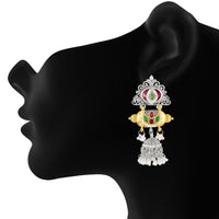 Mahi Traditional Dual-Tone Temple Style Dangler Jhumka Earrings with Kundan & Artificial Pearl Beads for Womens (ER1109886M)