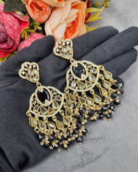 LAFZ  Antique Gold Statement Chandbali Earrings with Crystal Beads - ER130