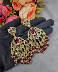 LAFZ  Antique Gold Statement Chandbali Earrings with Crystal Beads - ER130