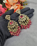 LAFZ  Antique Gold Statement Chandbali Earrings with Crystal Beads - ER130