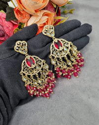 LAFZ  Antique Gold Statement Chandbali Earrings with Crystal Beads - ER130