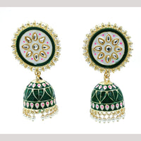 Knigght angel Gold Plated Kundan And Pearl Jhumki Earrings