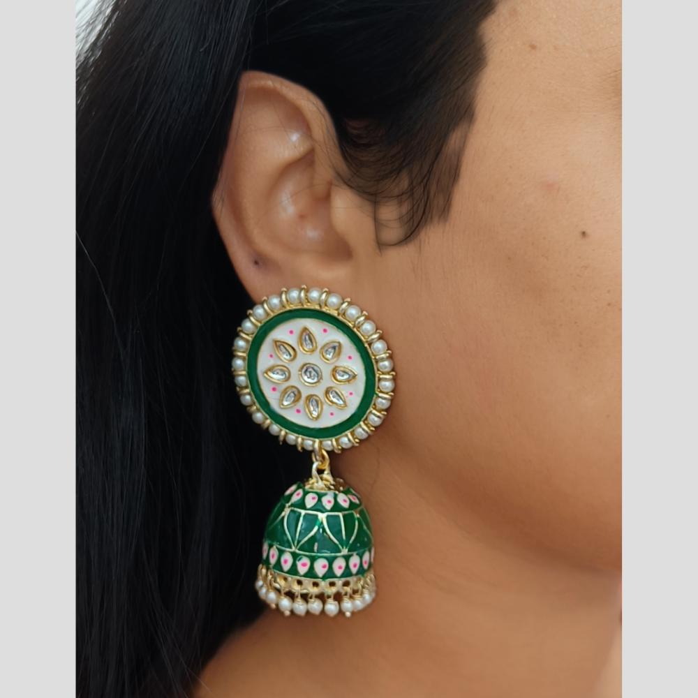 Knigght angel Gold Plated Kundan And Pearl Jhumki Earrings
