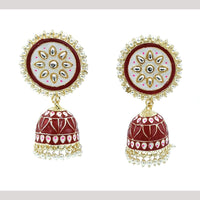 Knigght angel Gold Plated Kundan And Pearl Jhumki Earrings