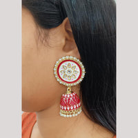 Knigght angel Gold Plated Kundan And Pearl Jhumki Earrings