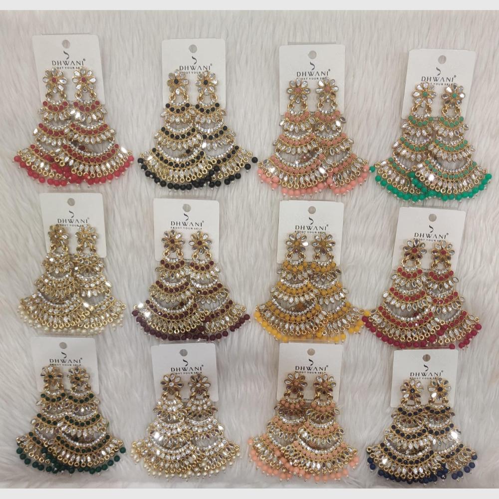 Dhwani Trendy Mirror And Pearl Dangler Earrings  (Pack of 12)