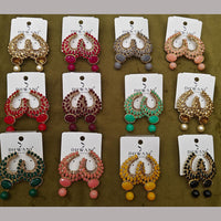 Dhwani Elegant Pota Stone And Pearl Dangler Earrings- (Pack of 12)