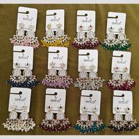 Dhwani Elegant Pota Stone And Pearl Dangler Earrings (Pack of 12)