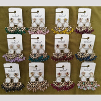 Dhwani Elegant Pota Stone And Pearl Dangler Earrings (Pack of 12)