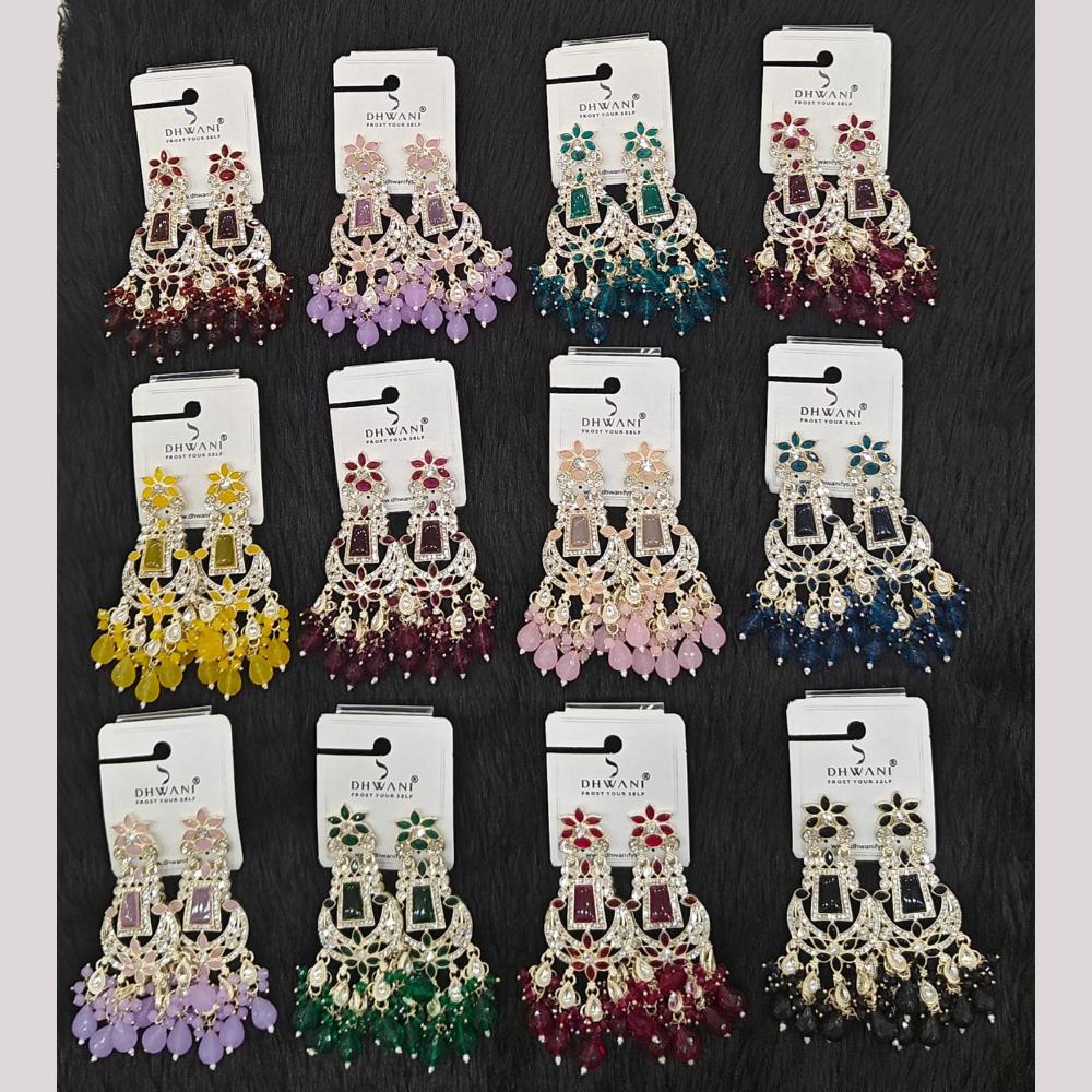Dhwani Elegant Austrian Stone And Pearl Dangler Earrings- (Pack of 12)