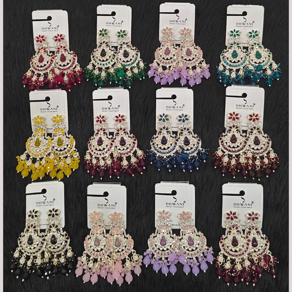 Dhwani Elegant Austrian Stone And Pearl Dangler Earrings- (Pack of 12)