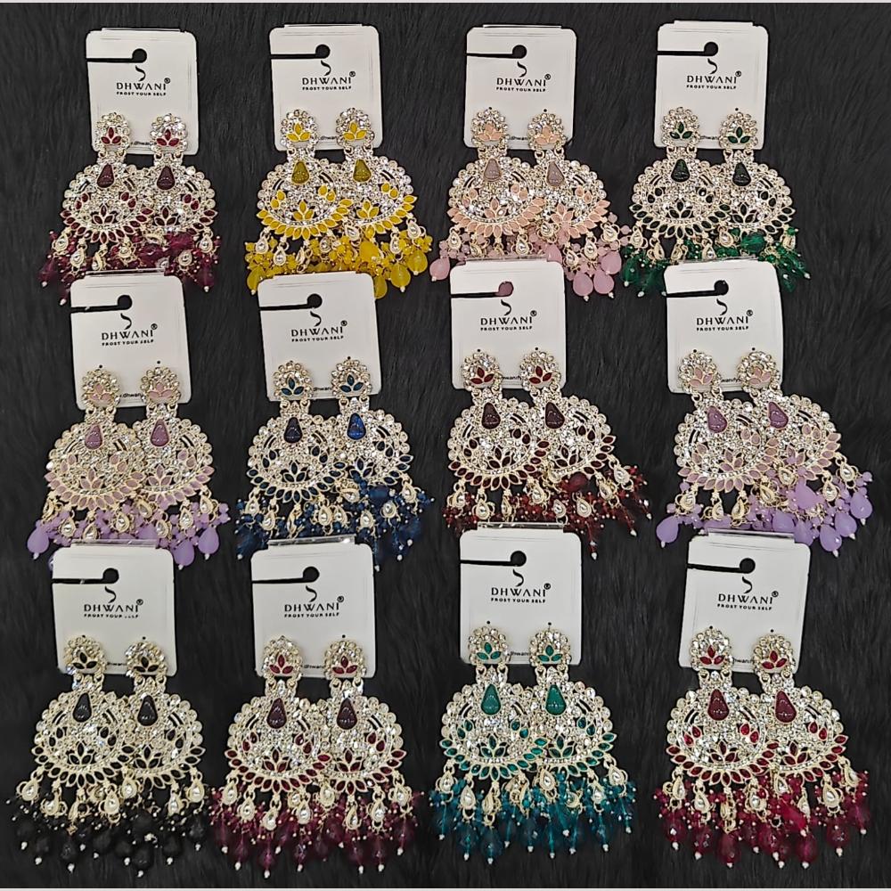 Dhwani Elegant Austrian Stone And Pearl Dangler Earrings- (Pack of 12)