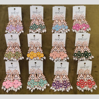 Dhwani Luxury Pota Stone And Pearl Dangler Earrings (Pack of 8)