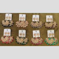 Dhwani Elegant Kundan And Pota Stone Pearl Dangler Earrings (Pack of 8)