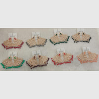 Dhwani Elegant Kundan And Pota Stone Pearl Dangler Earrings (Pack of 8)