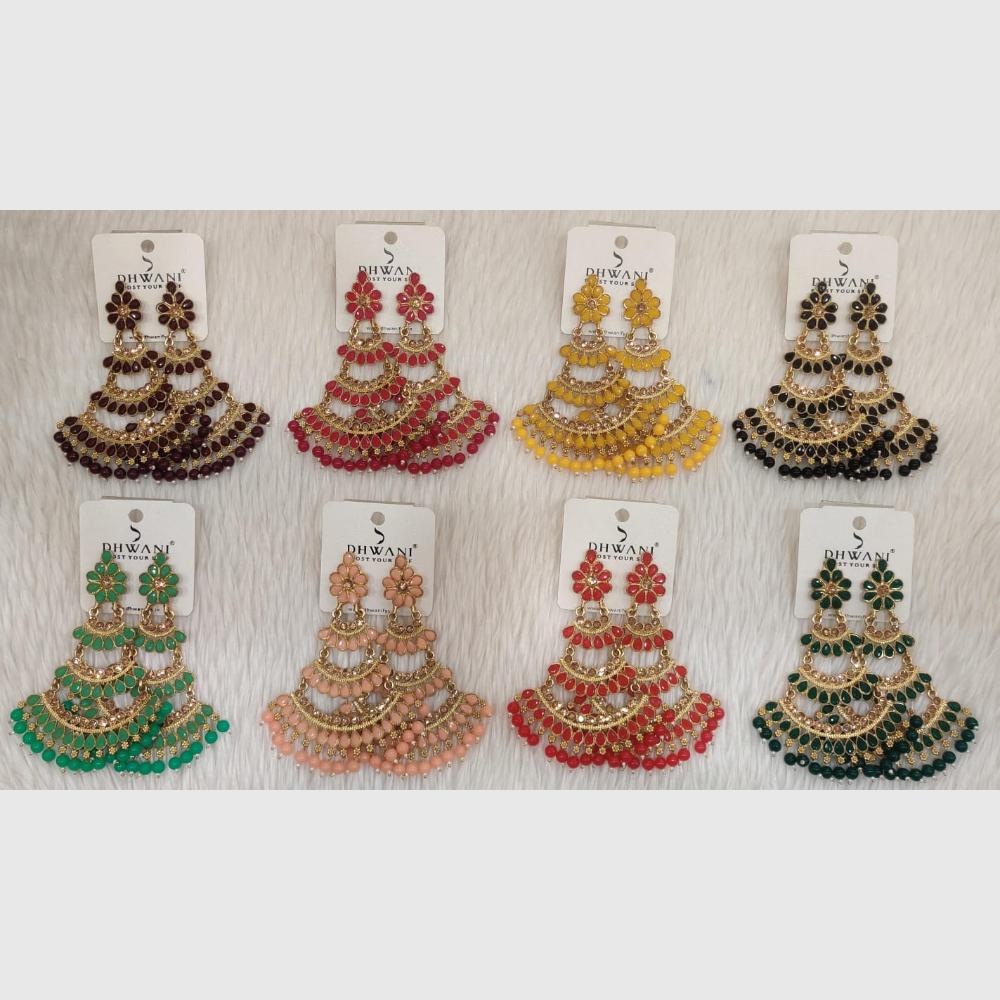 Dhwani Designer Austrian Stone And Crystal Stone Dangler Earrings  (Pack of 8)