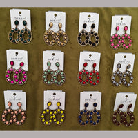 Dhwani Elegant Pota Stone And Pearl Dangler Earrings- (Pack of 12)