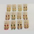Dhwani Luxury Pota Stone And Pearl Dangler Earrings  (Pack of 12)