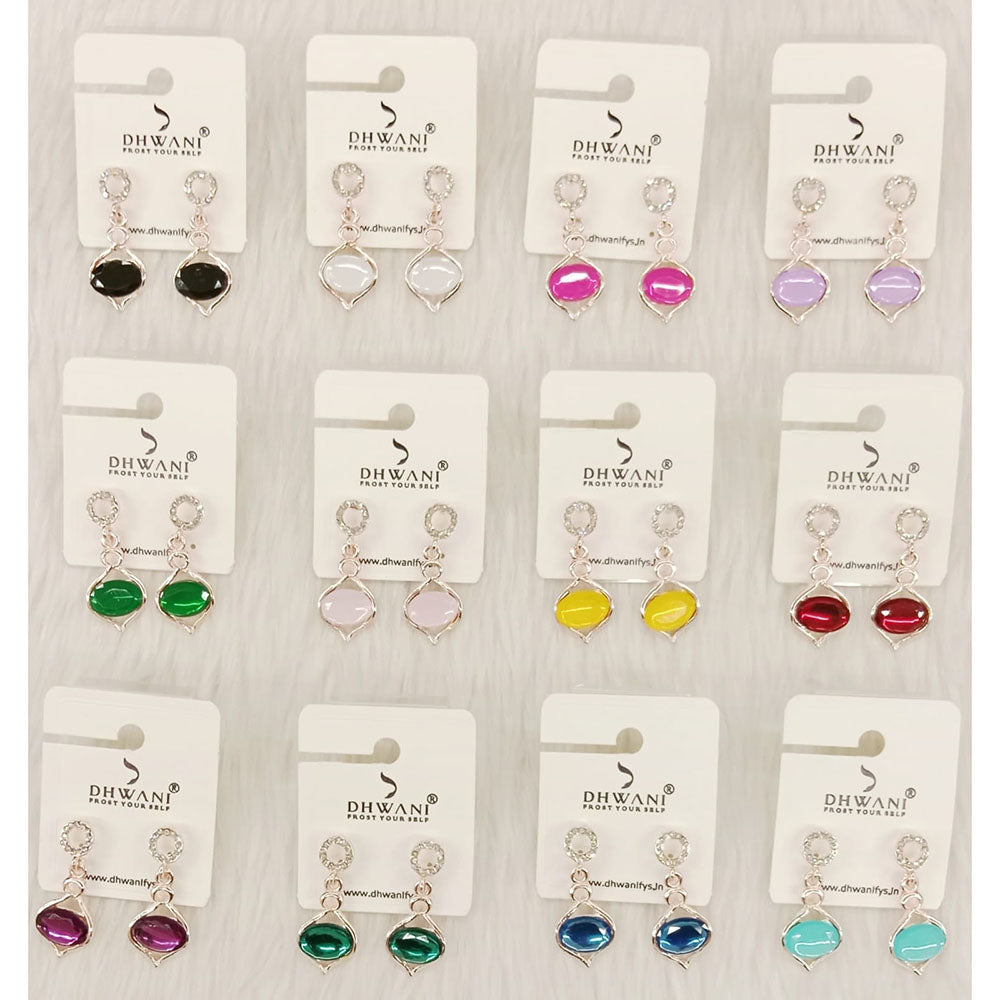 Dhwani Luxury Pota Stone And Austrian Stone Dangler Earrings(Pack of 12)