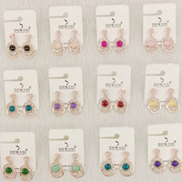 Dhwani Luxury Pota Stone And Austrian Stone Dangler Earrings(Pack of 12)